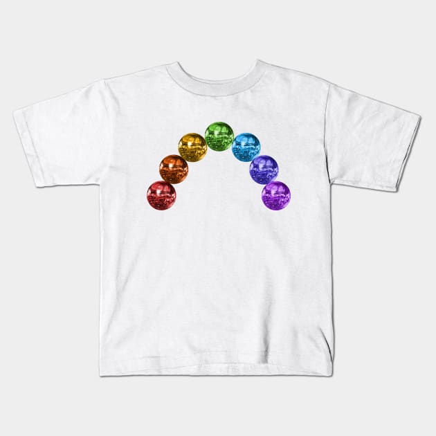 Rainbow Pride Disco Balls Kids T-Shirt by Art by Deborah Camp